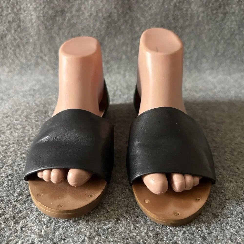 Madewell Thea Black Leather d'Orsay Flat Sandals Open Toe Minimalist Shoes 7.5 M
